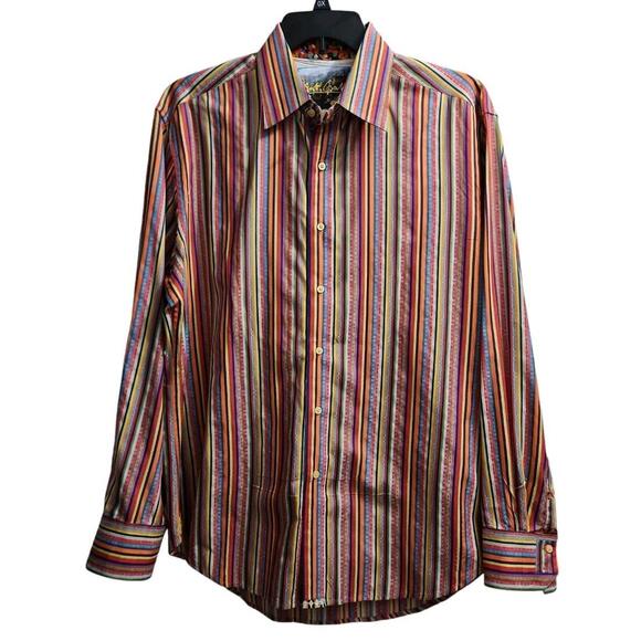 Robert Graham‎ Mens Size XL Button Down Shirt Multicolor Stripe Long Sleeve Used - Picture 1 of 7
